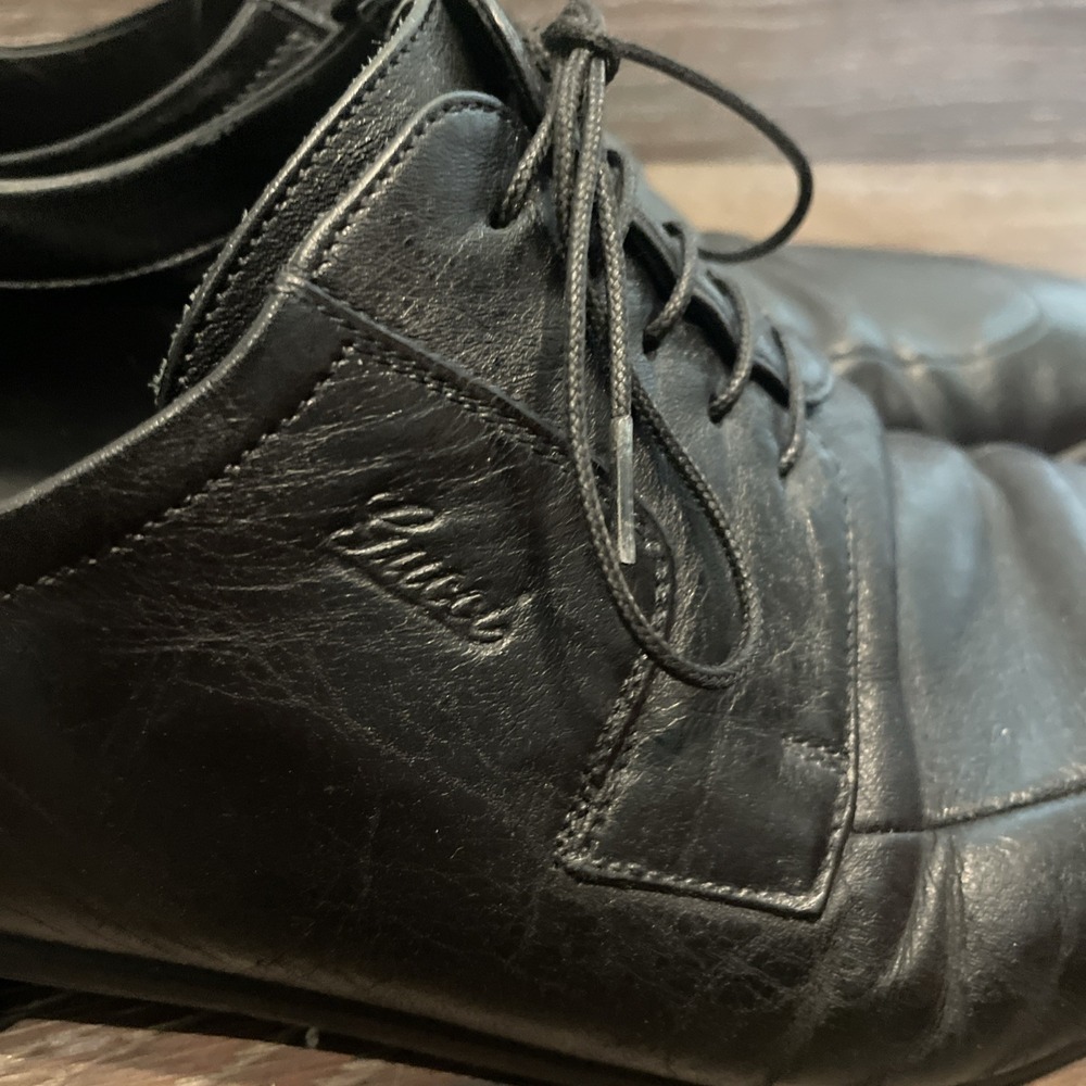 Gucci Mens Dress Shoes 7.5 Black Lace Up - Picture 3 of 7